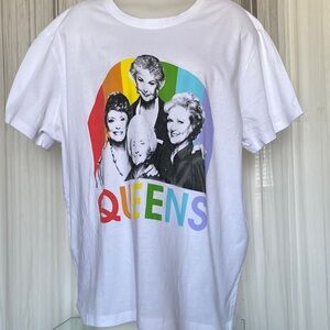 Plus Size 2X White Graphic Tee The Golden Girls Queens Print ABC Studios